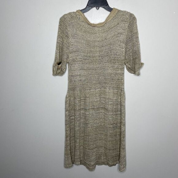 CHLOE Sweater Dress Womens TL Beige Pullover Button-Front Linen Silk Knit - Picture 3 of 6